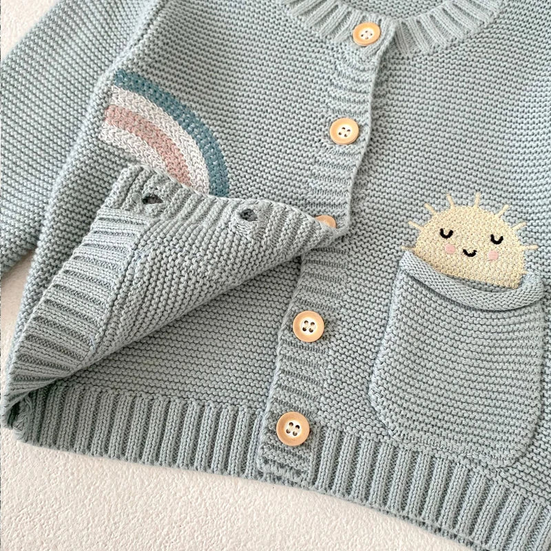 Rainbow Embroidered Baby Sweater