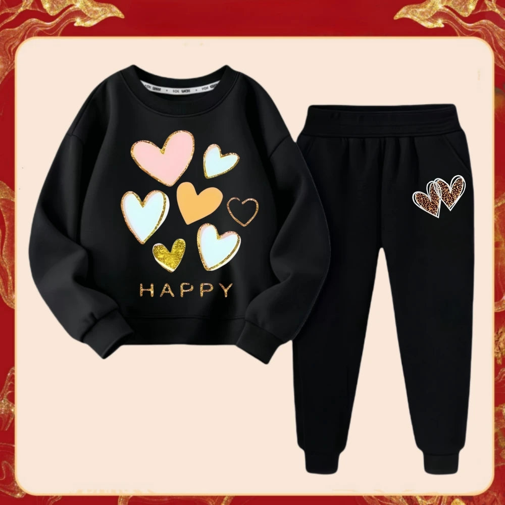 Girls' Heart Print Outfit