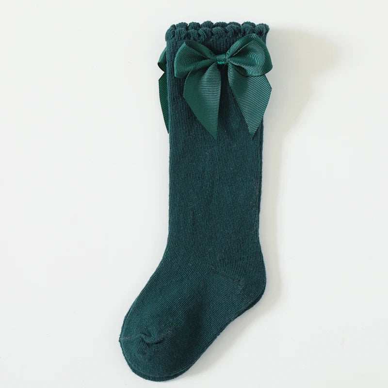 Bow Knee-High Cotton Socks