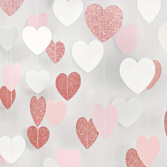 1pc Rose Gold & Pink Paper Heart Garland