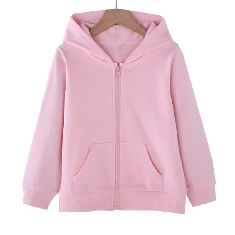 Solid Color Zip-Up Hoodie