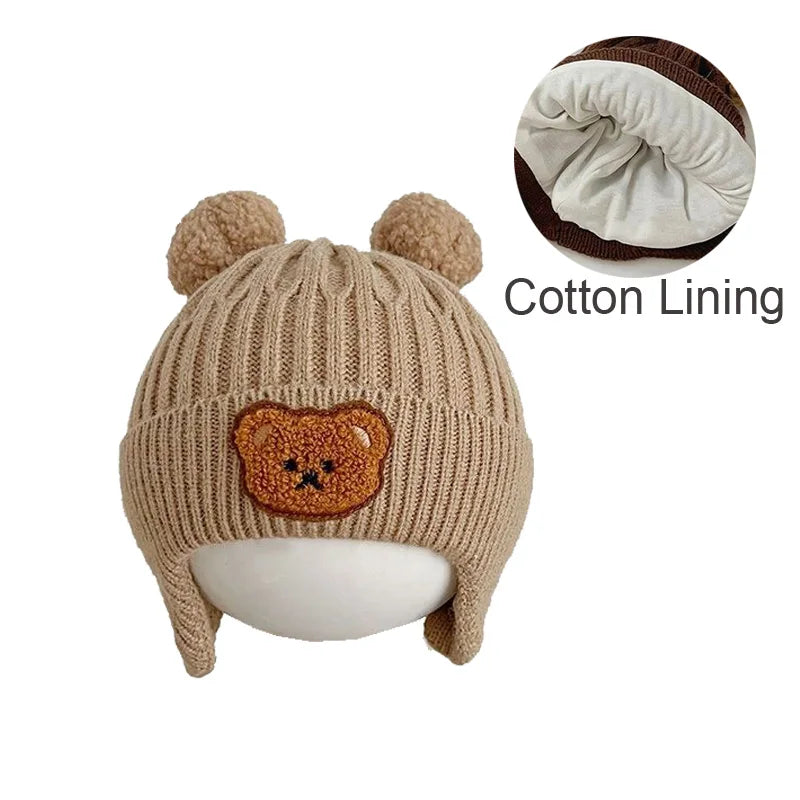 Knitted Bear Hat with Earflaps