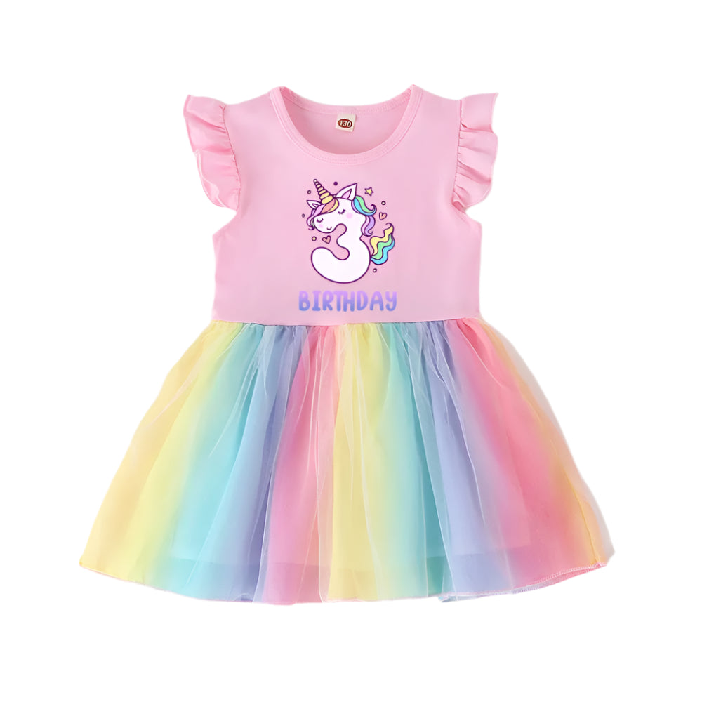 Girls Rainbow Unicorn Dress