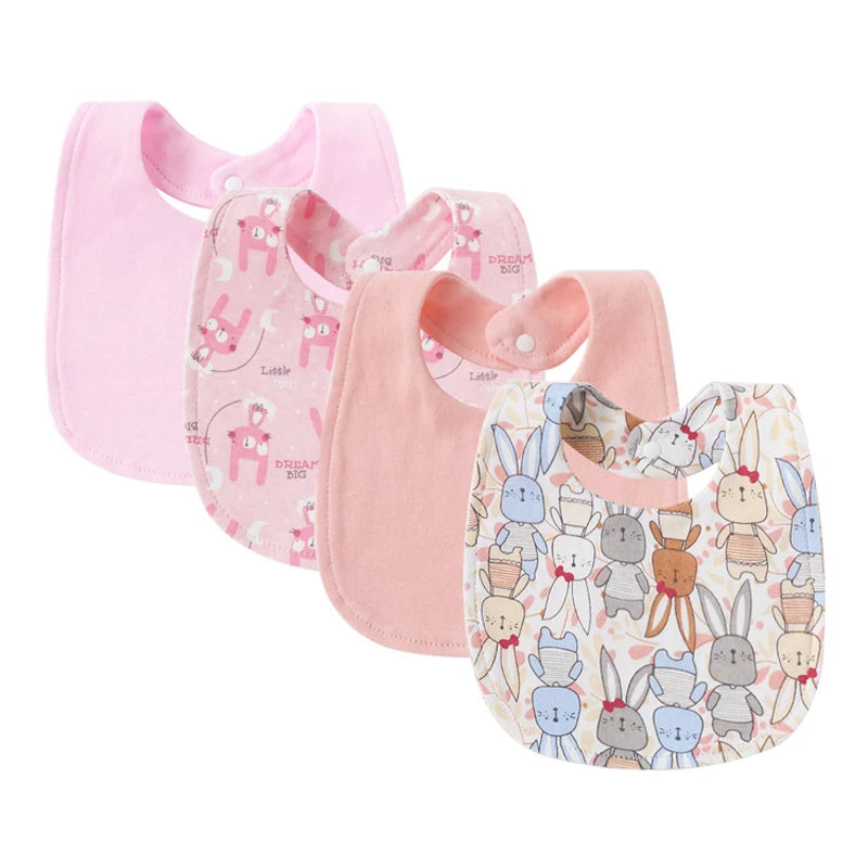 Cotton Baby Bibs - 4Pcs