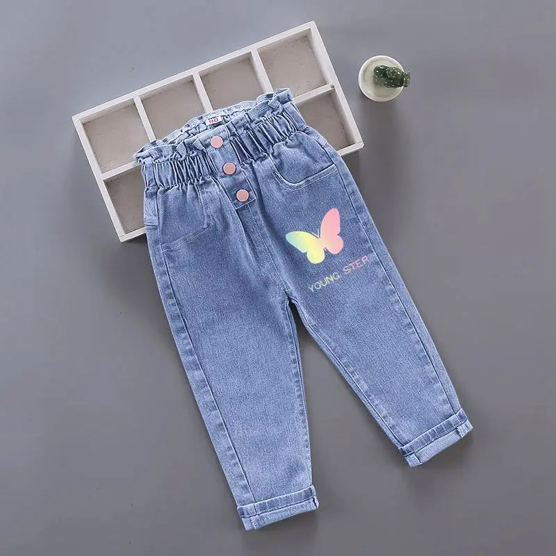 Girls' Graffiti Print Denim Pants