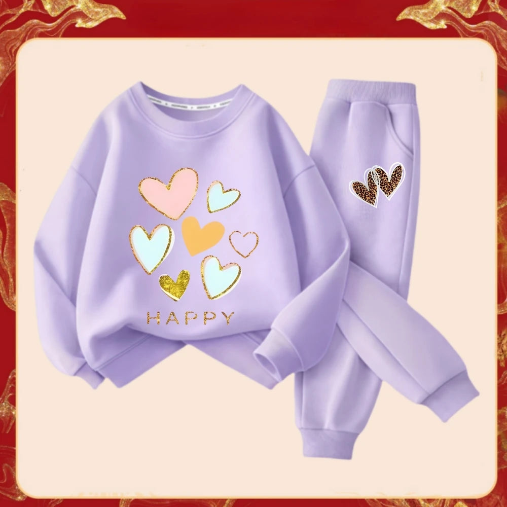 Girls' Heart Print Outfit