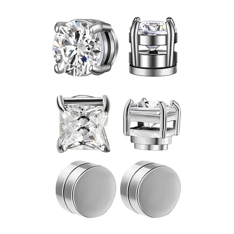 Magnetic Zircon Stud Earrings