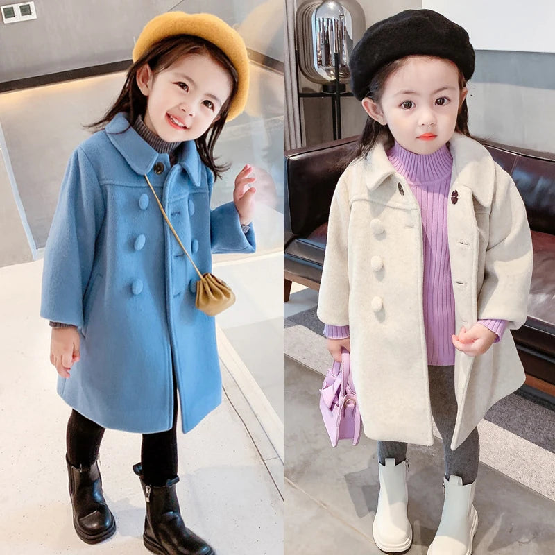 Girls’ Double-Breasted Wool Coat
