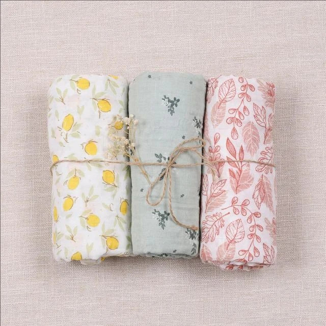3-Pcs Cotton Swaddle Blanket Set