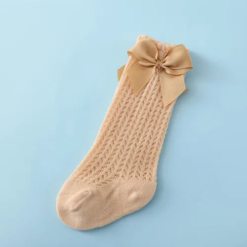 Bow Mesh Knee-High Socks