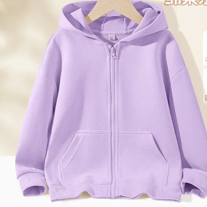Solid Color Zip-Up Hoodie