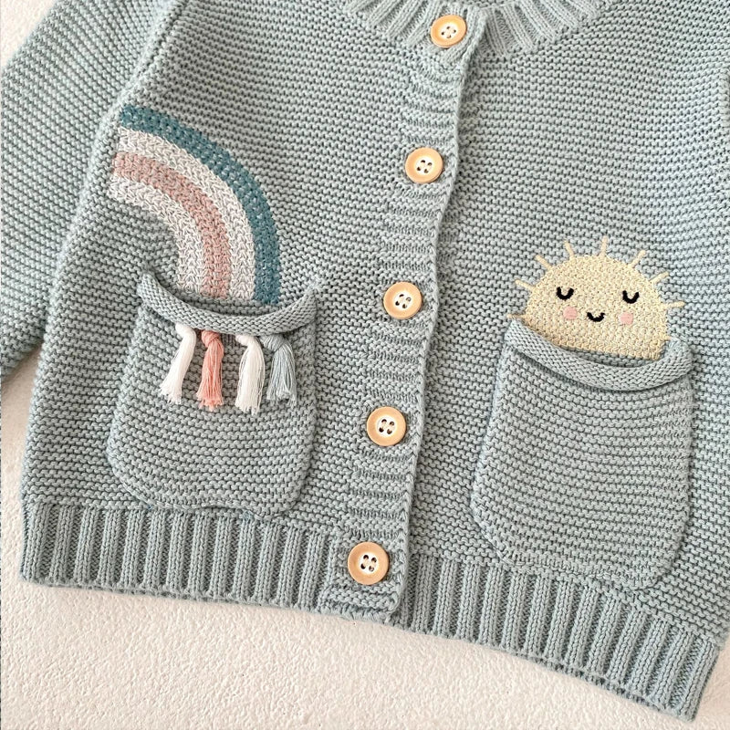 Rainbow Embroidered Baby Sweater