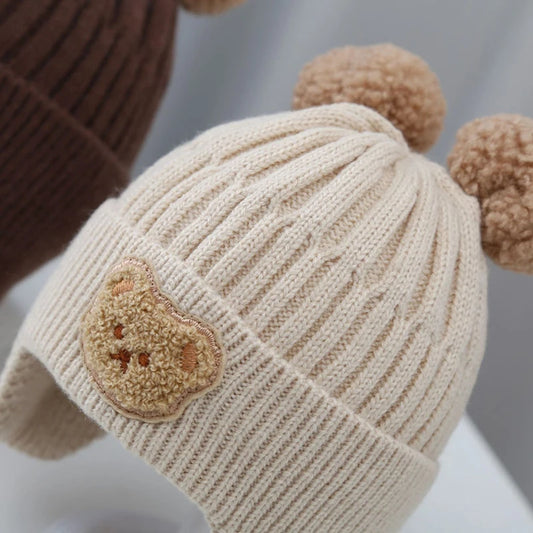 Knitted Bear Hat with Earflaps