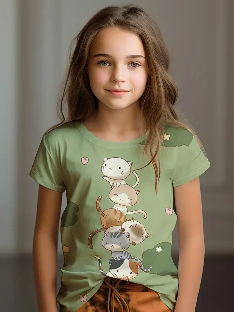 Girls' Cartoon Print T-Shirt