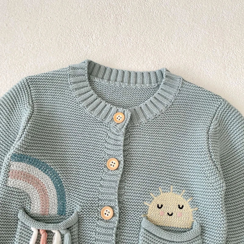 Rainbow Embroidered Baby Sweater