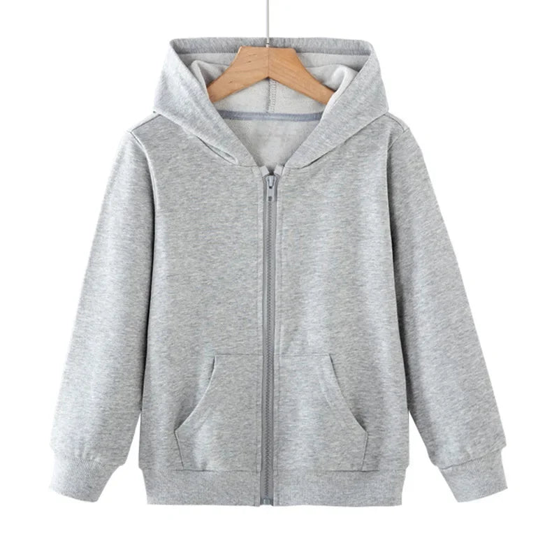 Solid Color Zip-Up Hoodie