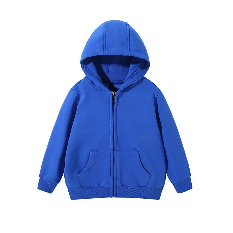 Solid Color Zip-Up Hoodie