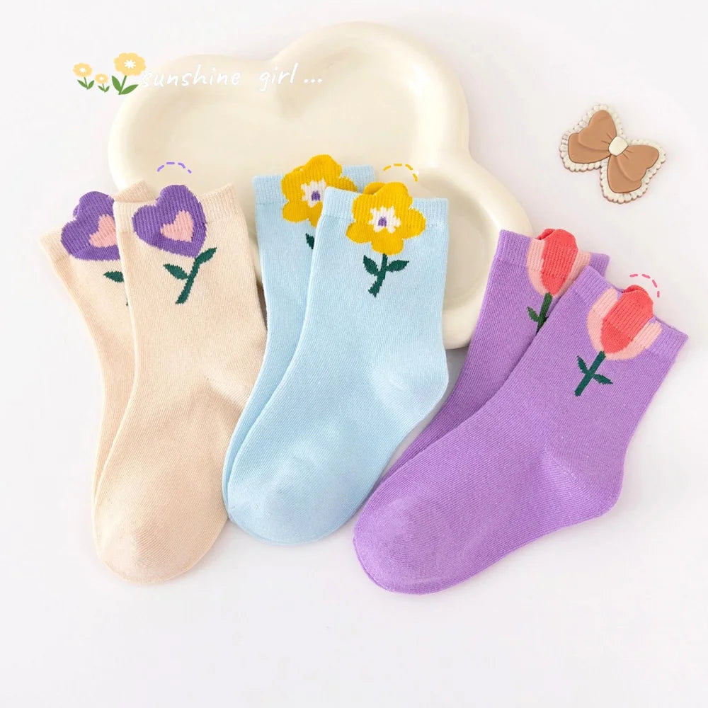 5-Pack Cartoon Flower Socks
