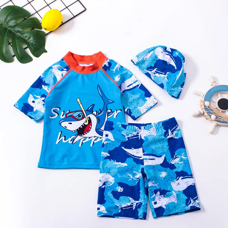 Boys' 3-Piece Shark Swimsuit Set