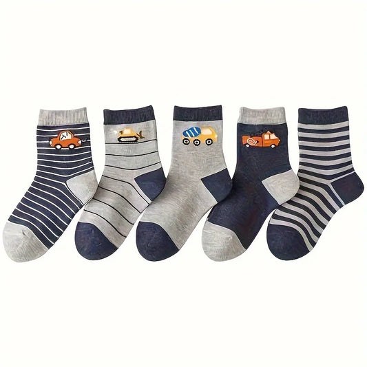 5 Pairs Mid-Tube Striped Socks