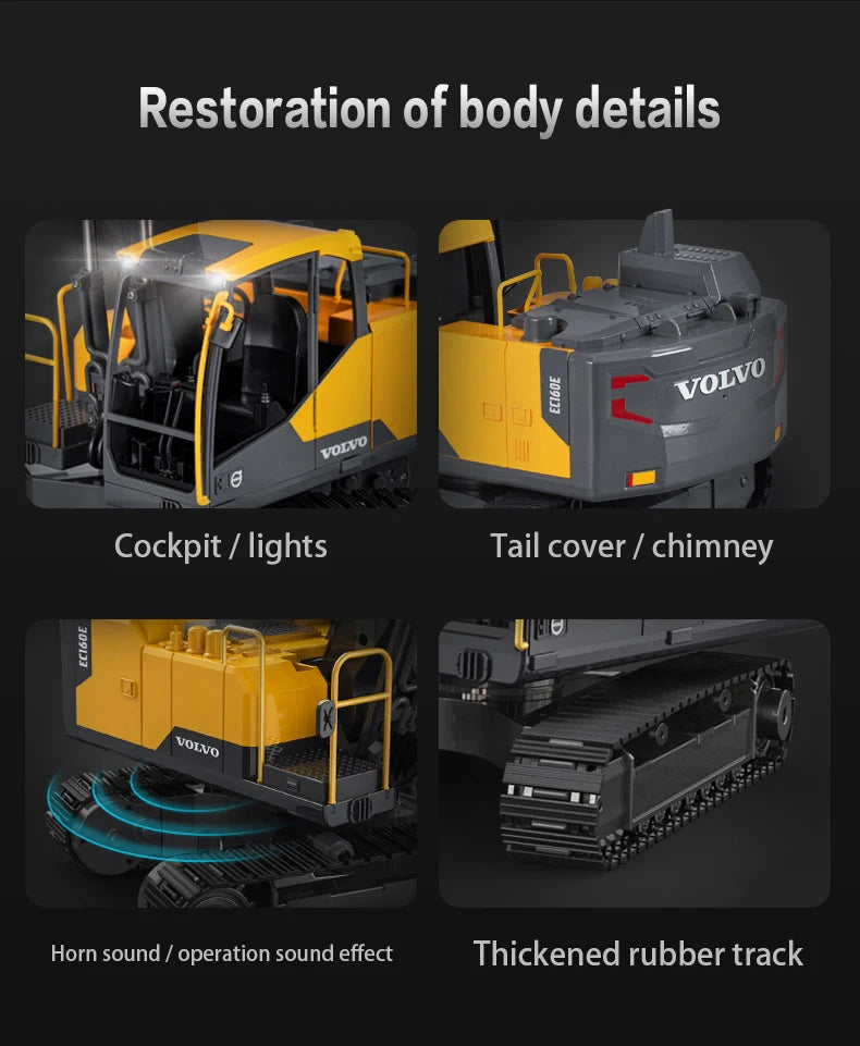 Large Rc Excavator 1:16 3 in1 Alloy Truck E590 Remote Control Engineering Vehicle - Volvo licensed
