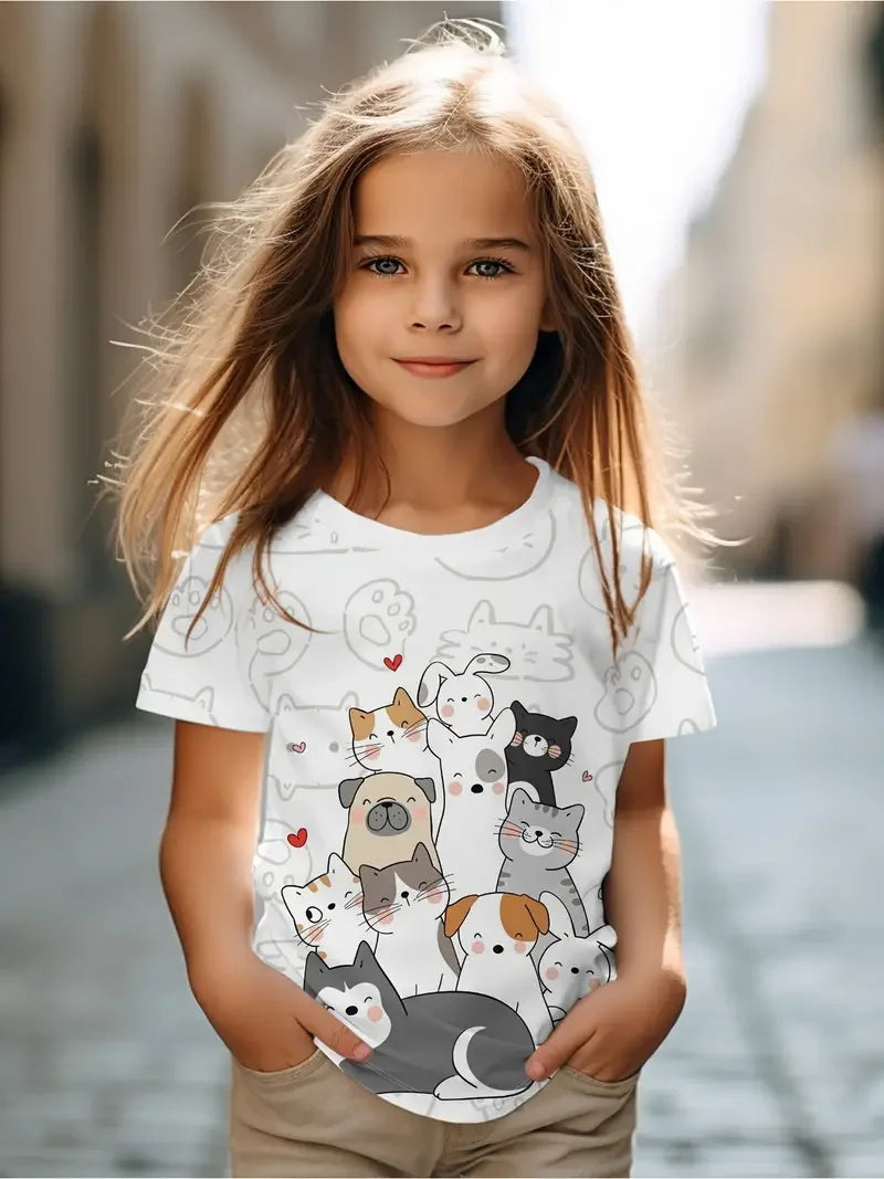 Girls' Cartoon Print T-Shirt
