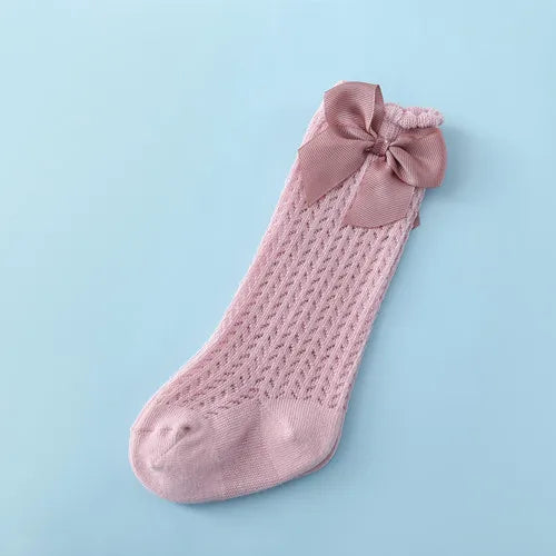 Bow Mesh Knee-High Socks