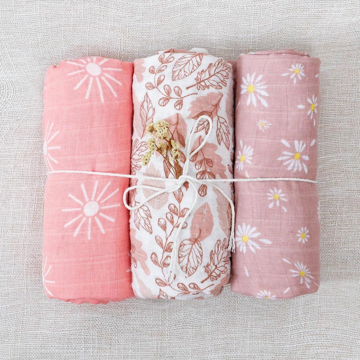3-Pcs Cotton Swaddle Blanket Set