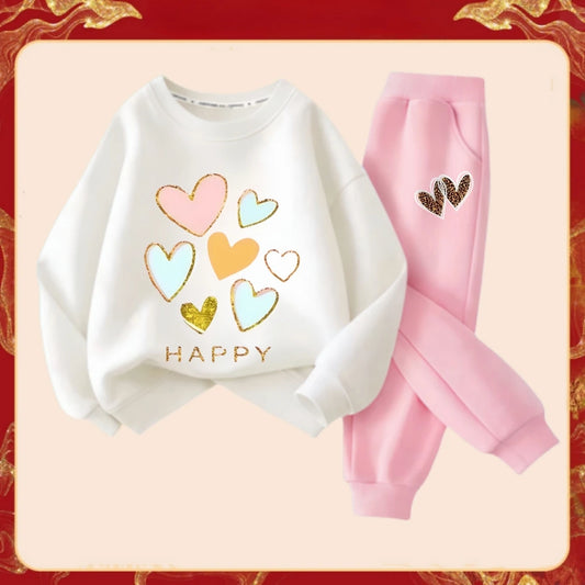 Girls' Heart Print Outfit