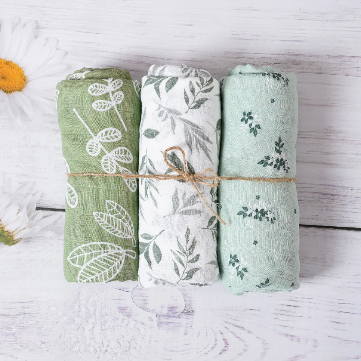 3-Pcs Cotton Swaddle Blanket Set