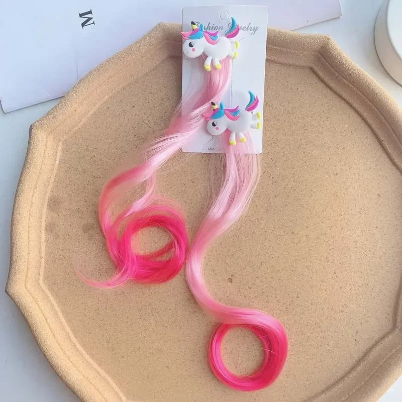 Girls' Colorful Clips with Wig