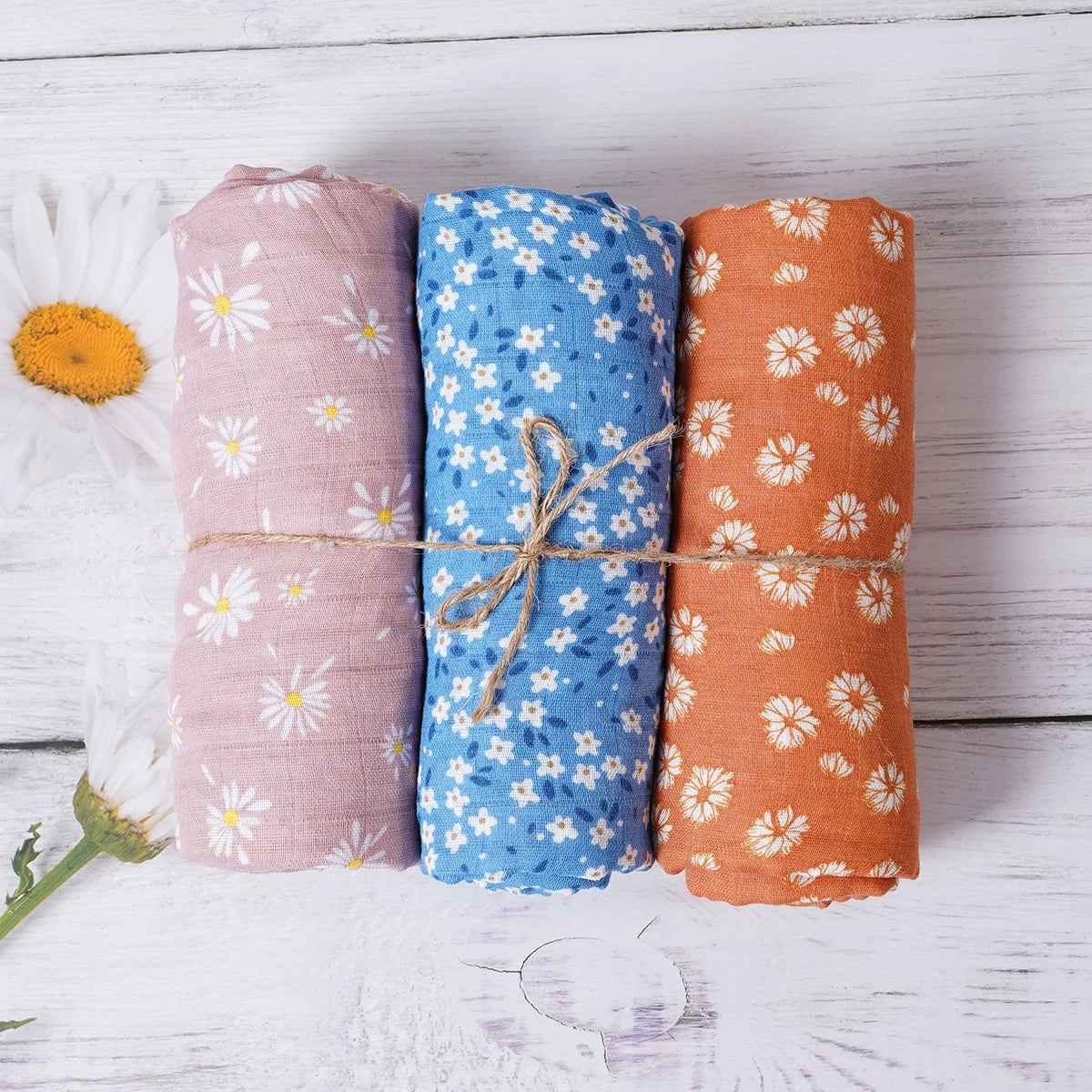 3-Pcs Cotton Swaddle Blanket Set