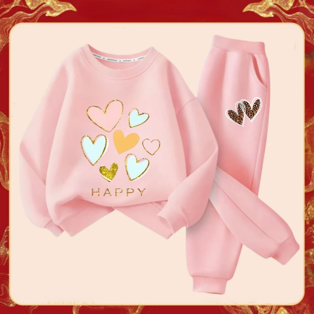 Girls' Heart Print Outfit