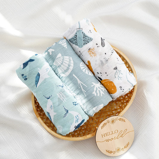 3-Pcs Cotton Swaddle Blanket Set