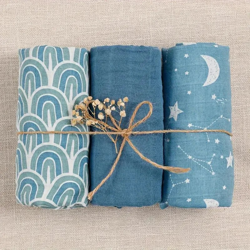 3-Pcs Cotton Swaddle Blanket Set