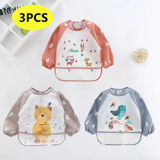 Waterproof Baby Bib Shirt - 3 Pcs