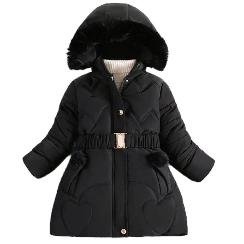 Fur Collar & Heart Print Jacket