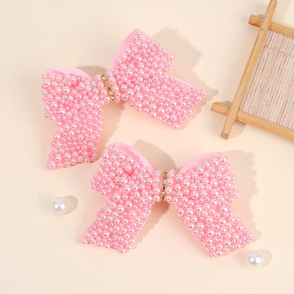 Pearl Hair Bow Clips - 2 Pcs