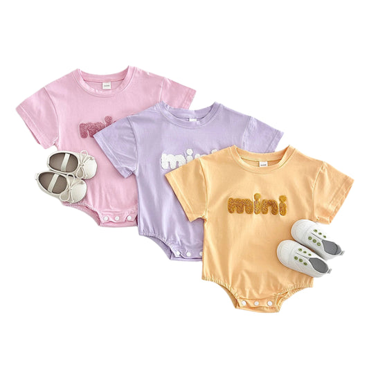 Soft Cotton Jumpsuit with "Mini" Letter Print