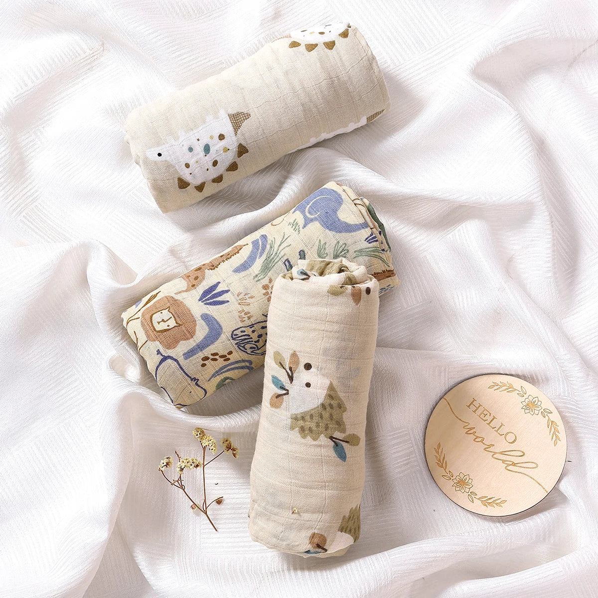 3-Pcs Cotton Swaddle Blanket Set