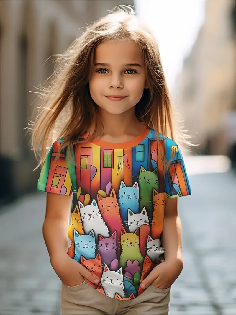 Girls' Cartoon Print T-Shirt
