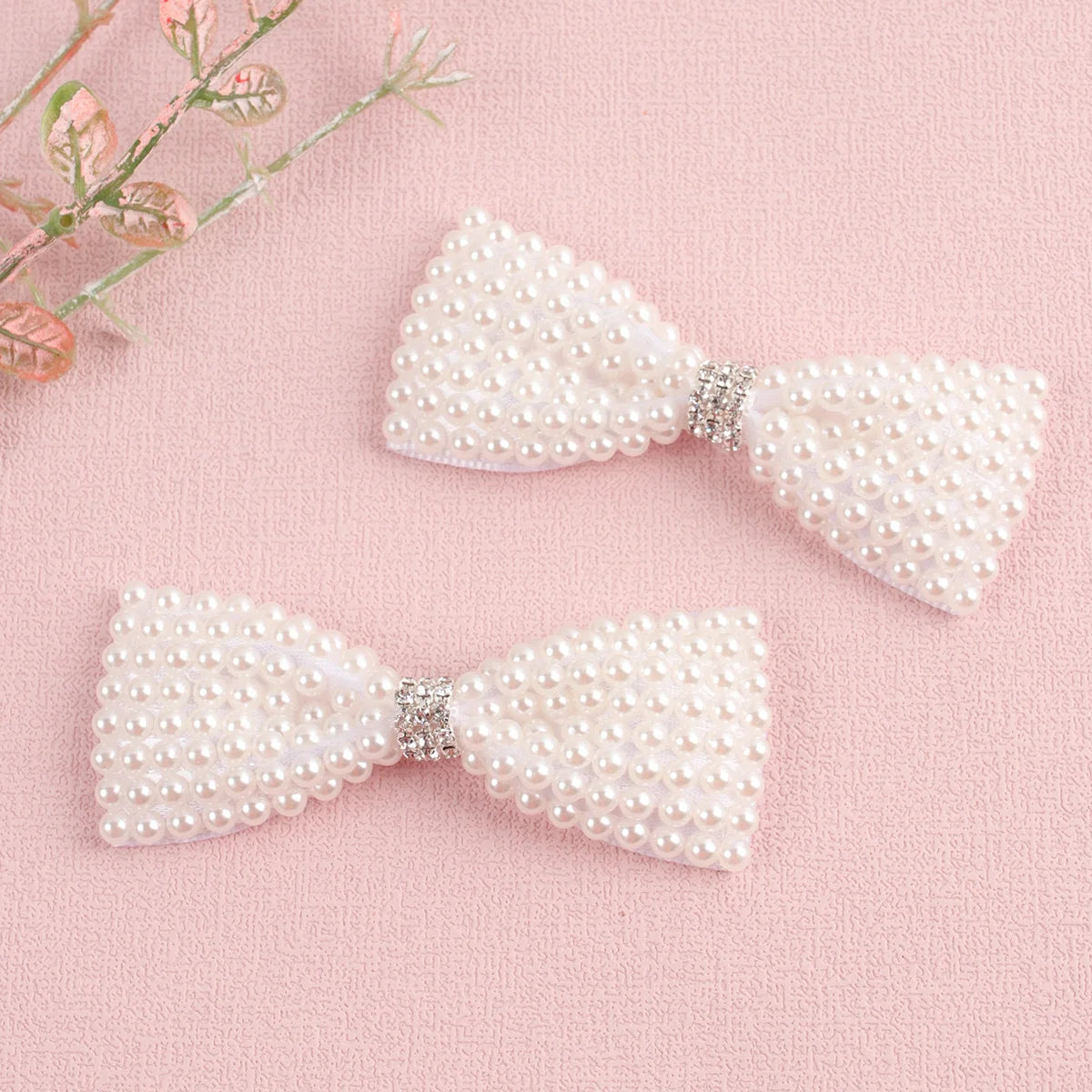Pearl Hair Bow Clips - 2 Pcs