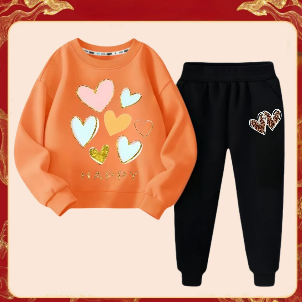 Girls' Heart Print Outfit
