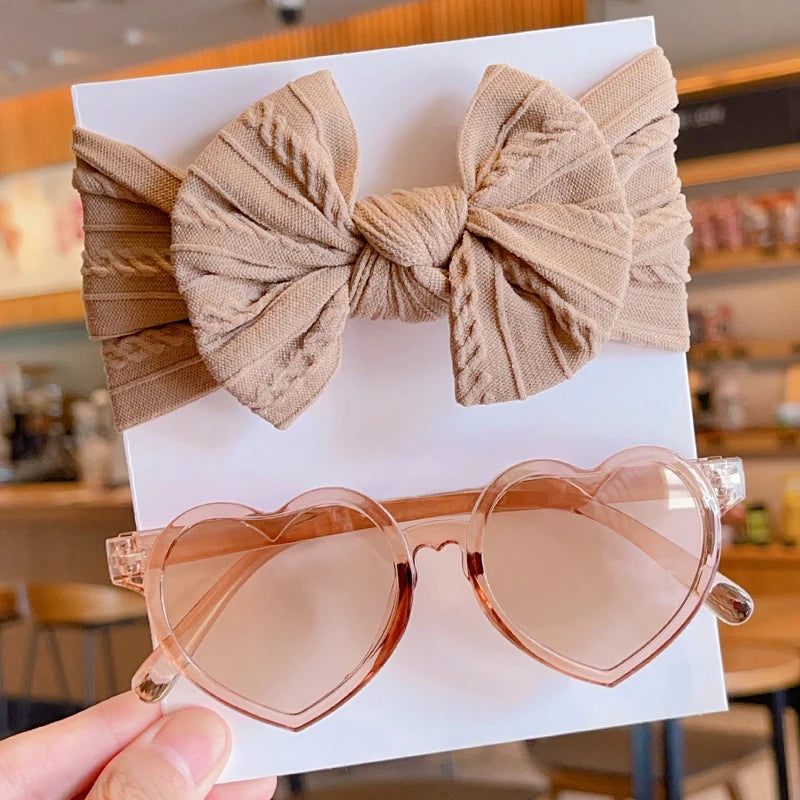 Bow Hairband & Heart Sunglasses Set
