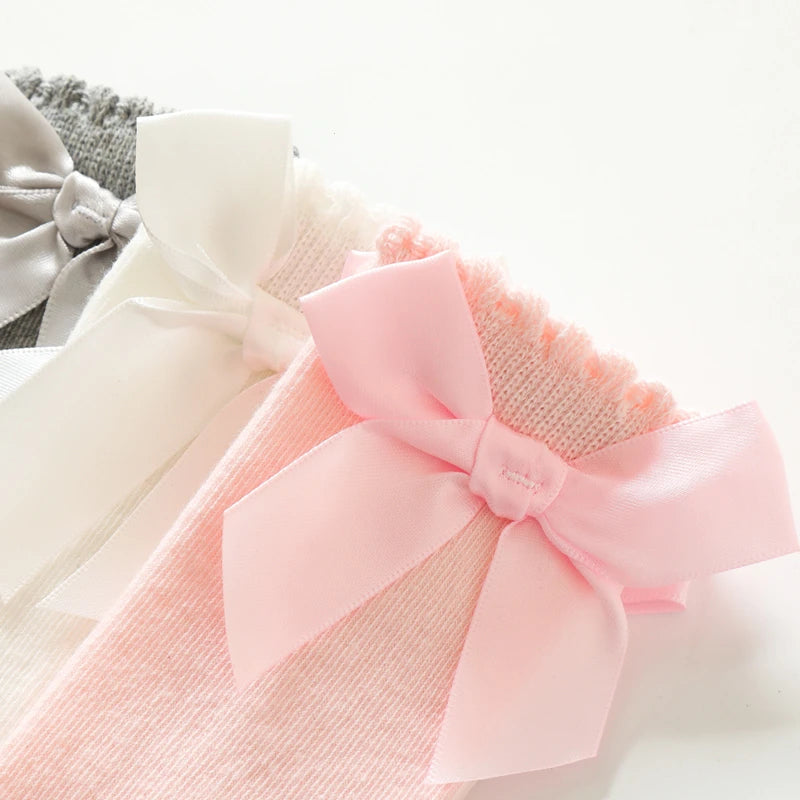 Bow Knee-High Cotton Socks