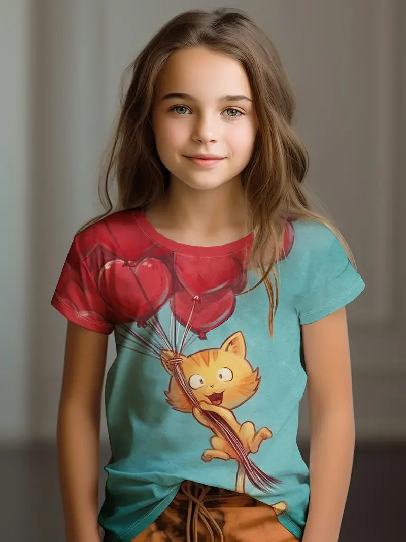 Girls' Cartoon Print T-Shirt