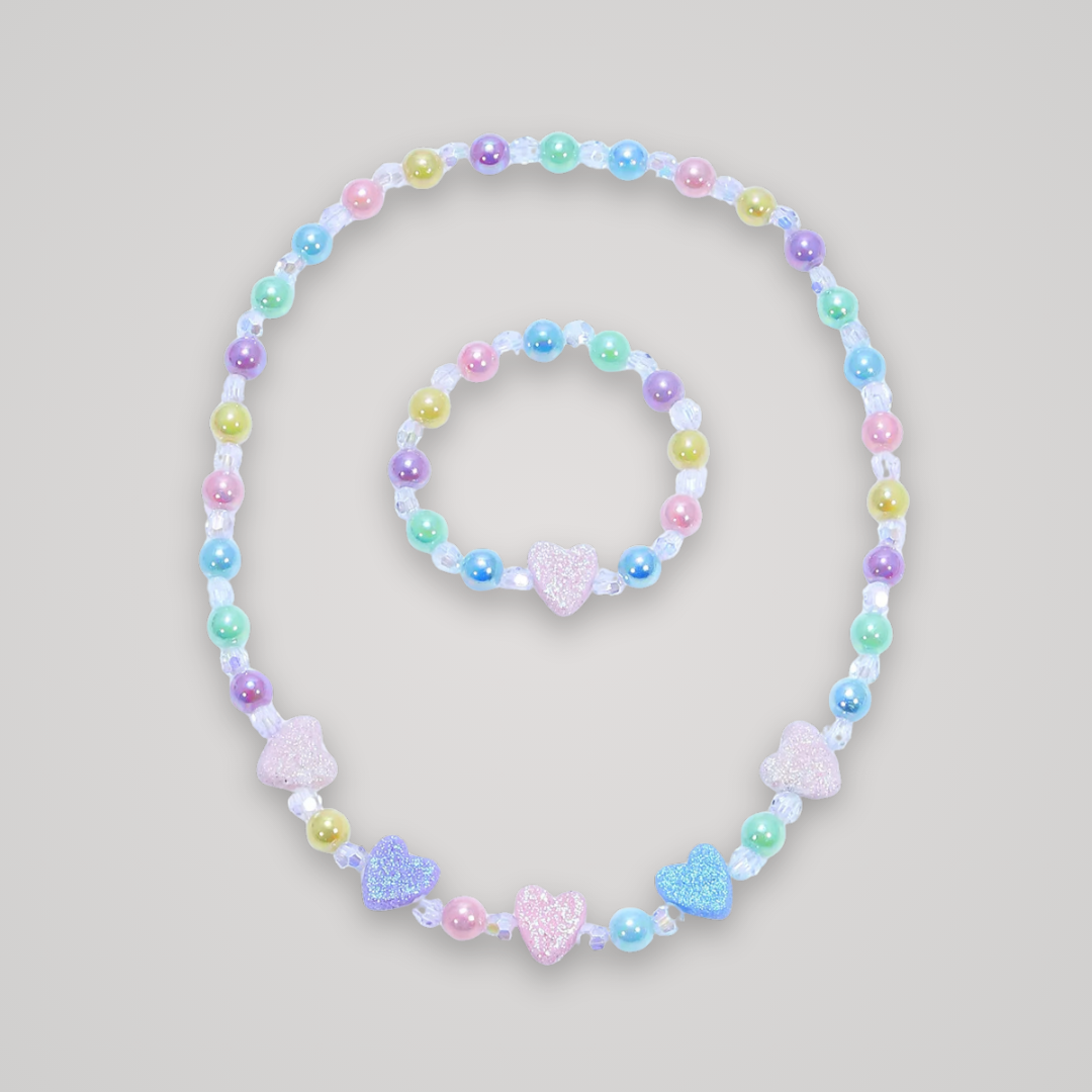 Heart-Shaped Necklace & Bracelet Set